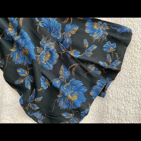 Topshop Blue Floral Print Satin-Trimmed Trousers - Picture 6 of 7
